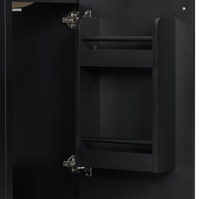 Classic Retro Bathroom Vanity With Sink, Door Shelf, Side Open Storage Frame