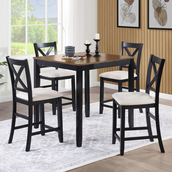 5 Piece Counter Height Dining Table Set With 4 Chairs