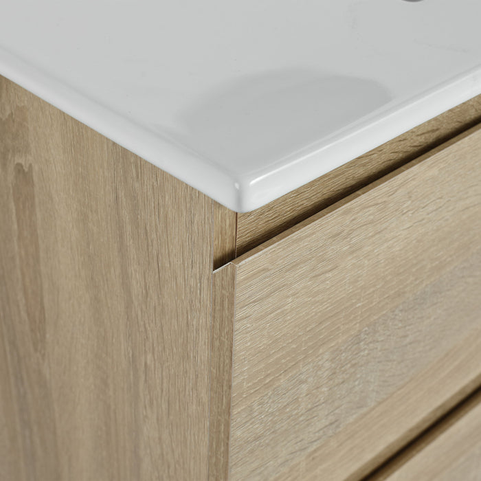 Wall Mounted Bathroom Vanity & Sink, 2 Soft Close Drawers