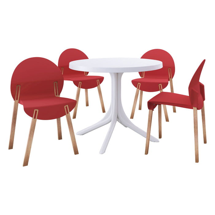 4 Piece Set Of Single Chairs, Traditional Elements With Round Table