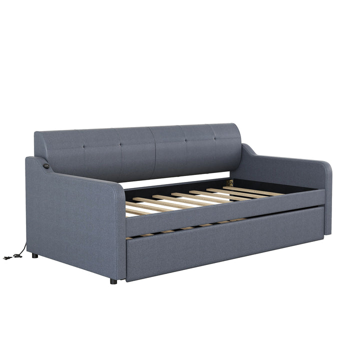 Upholstered Daybed With Trundle And USB Charging