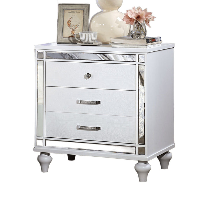Contemporary Nightstand With Crocodile Textured Trim