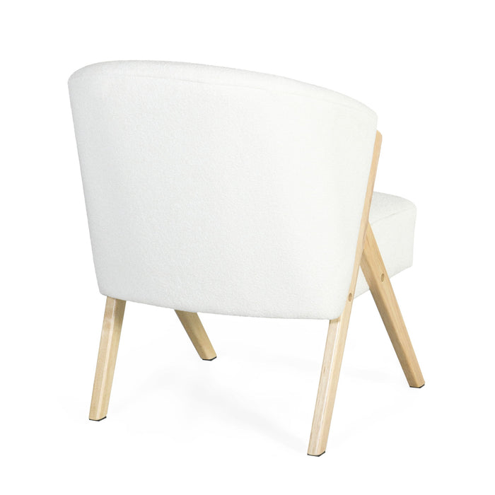 Modern Accent Chair With Polyester Upholstery And Minimalist Lounge Chair For Living Room, Bedroom, Or Office - White
