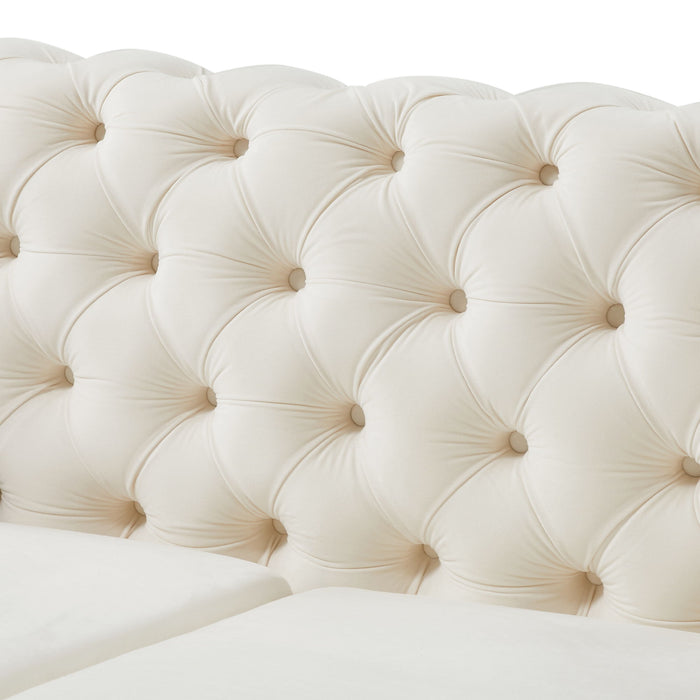 2 Seater Loveseat Sofa With Button Tufted Diamond Grid & 2 Pillows For Living Room