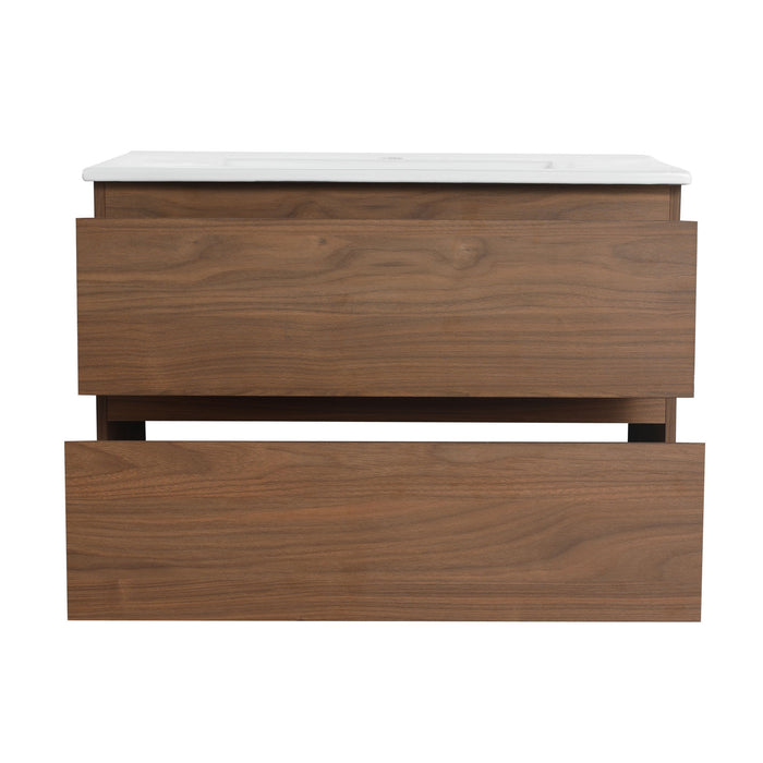 Wall Mounted Bathroom Vanity & Sink, 2 Soft Close Drawers