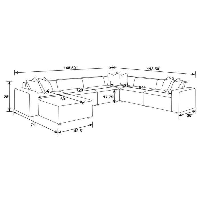 Marlowe - 7 Piece Tight Seat Modular Sectional - Ivory White