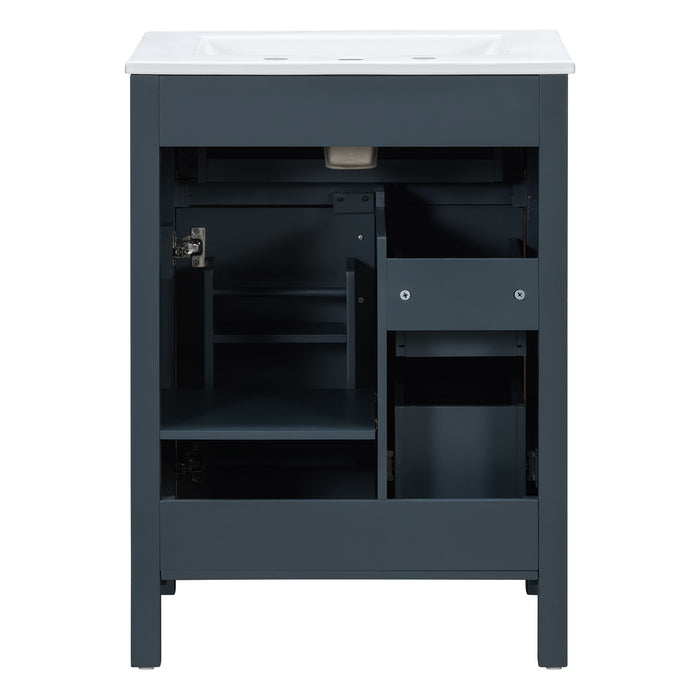Modern Bathroom Vanity With Sink, Flip Drawer & 2 Drawers, Soft Close Hinges, Adjustable Shelf