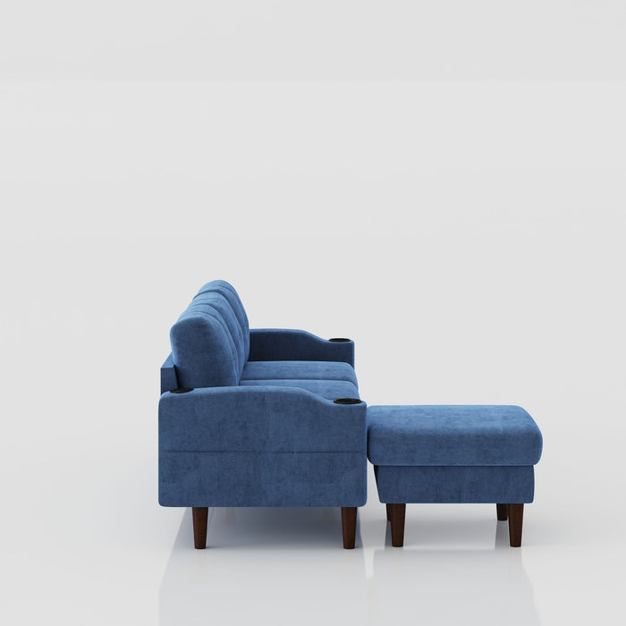 3 Seater Convertible Combination L Shaped Sofa With Footstools With Storage