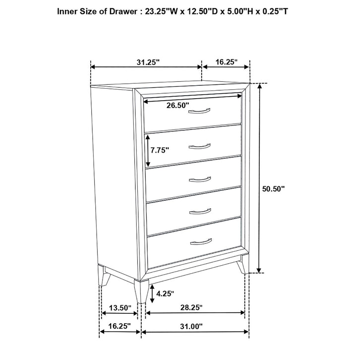 Gregory - 5 Drawer Chest - Smoke Gray