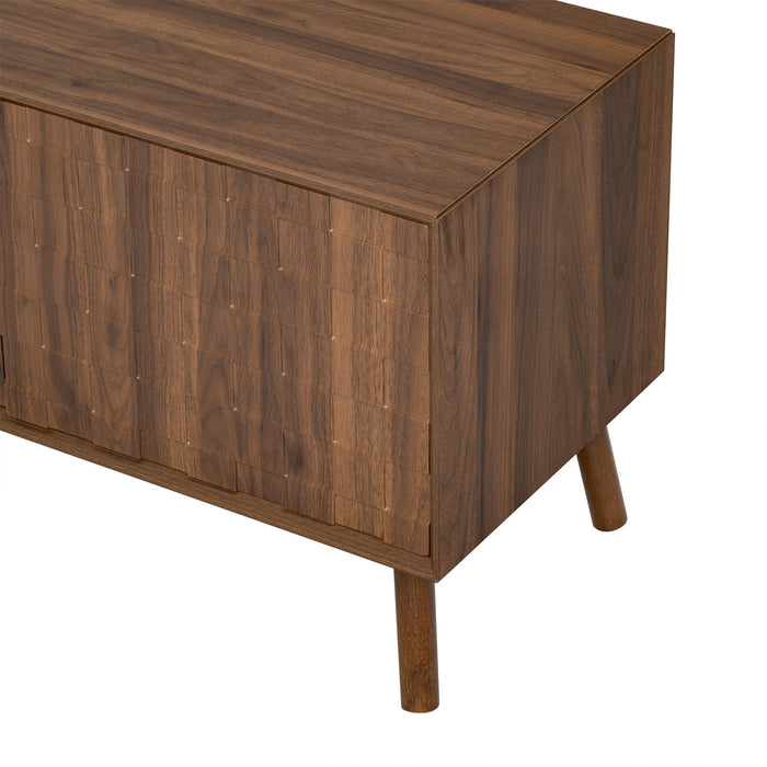 TV Stand With Soft Closing Hinges And Cable Management - Walnut