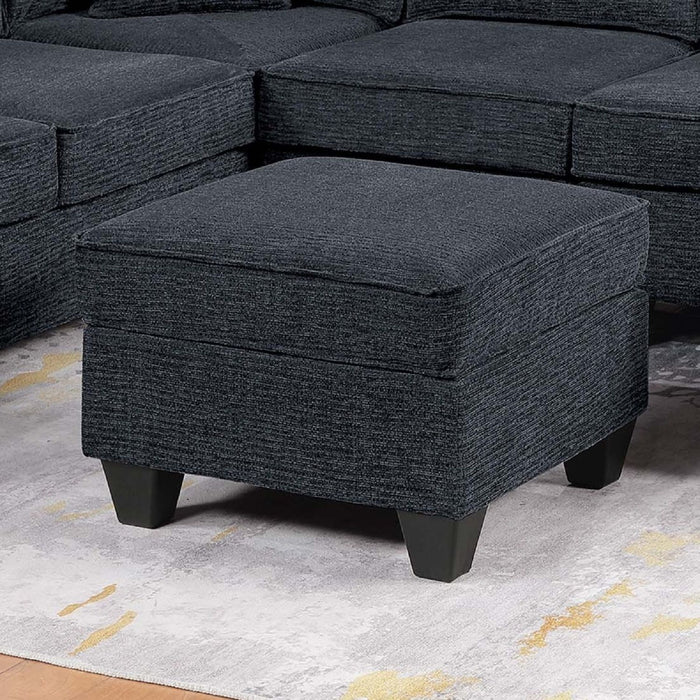 5 Piece Sectional Set With USB Port Left Arm Loveseat Chaise Right Arm Loveseat Corner Wedge Armless Chair Ottoman Upholstered - Black / Slate