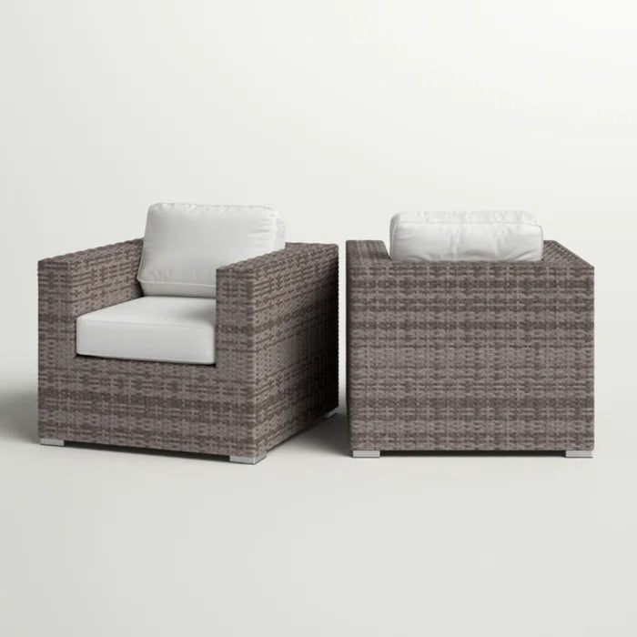 Grade - Club Patio Chair With Sunbrella Cushions (Set of 2) - Gray Mix / White