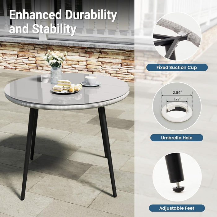 5 Piece Twisted Rattan Patio Dining Set With Table