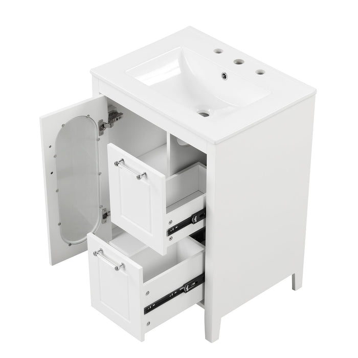 Modern Bathroom Vanity With Sink, Cabinet With 2 Drawers And Door, Adjustable Shelf
