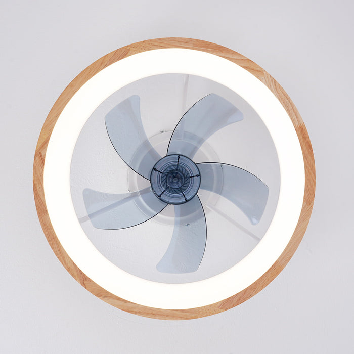 Ceiling Fans With LED Light Source And Remote Control, 3000 - 6500K Dimmable, 6 Speeds, Quiet DC Motor For Living Room - Natural Wood / White