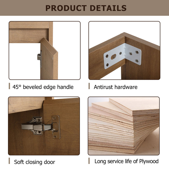 Wall Mounted Bathroom Vanity With Sink And Storage Rack, Soft Close Doors