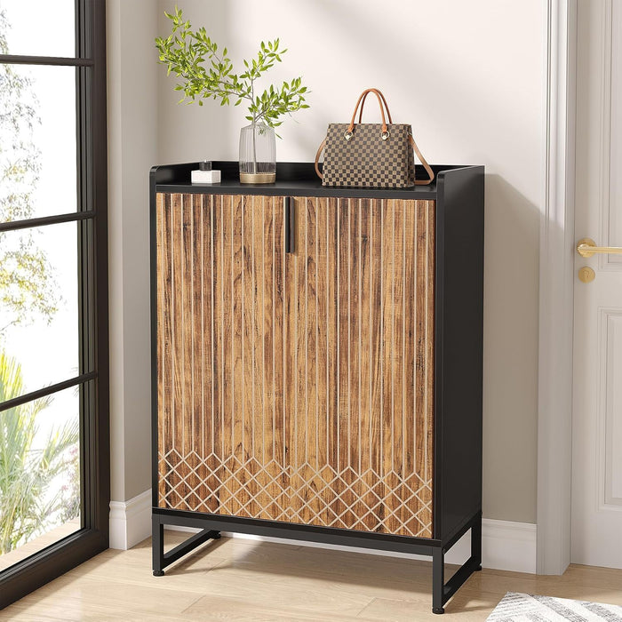 5 Tier Shoe Cabinet With Doors, Compact Entryway Storage Organizer