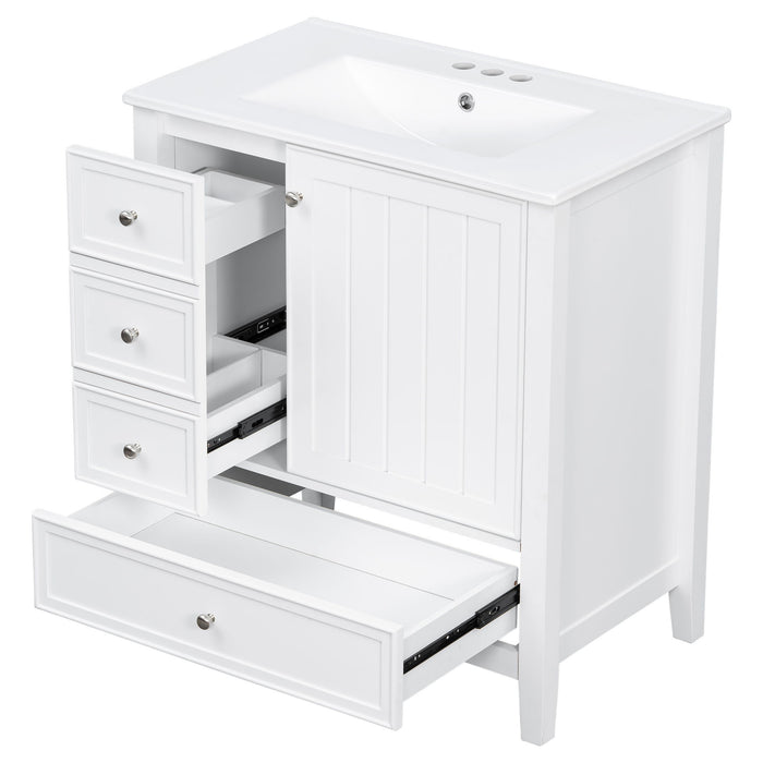 Modern Bathroom Vanity With Sink, 1 Cabinet & 3 Drawers