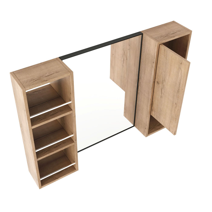 39.4" Wall Mounted Bathroom Cabinet With Storage And - Imitative Oak