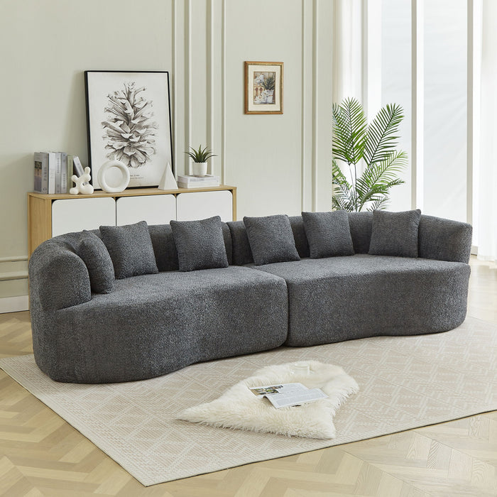 Curved Sectional Sofa With 6 Pillows