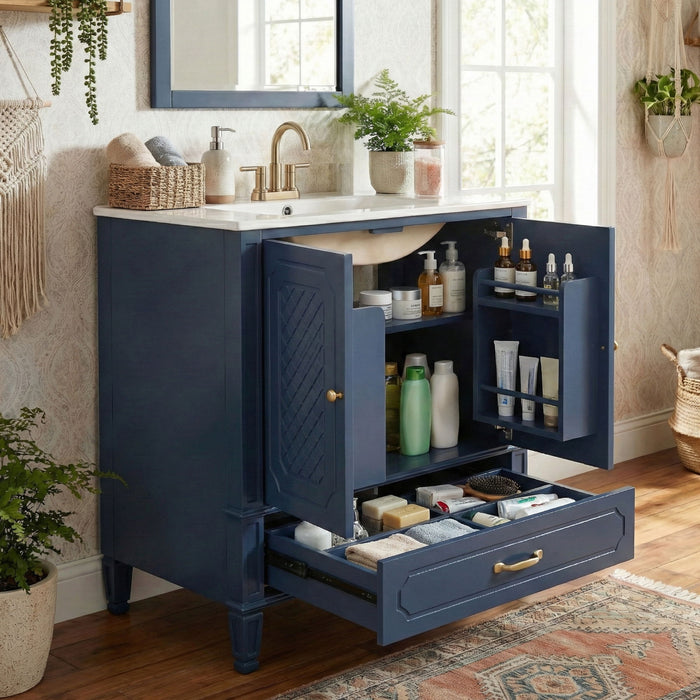 Bathroom Vanity With Sink, Soft Closing Door, Multi Functional Storage