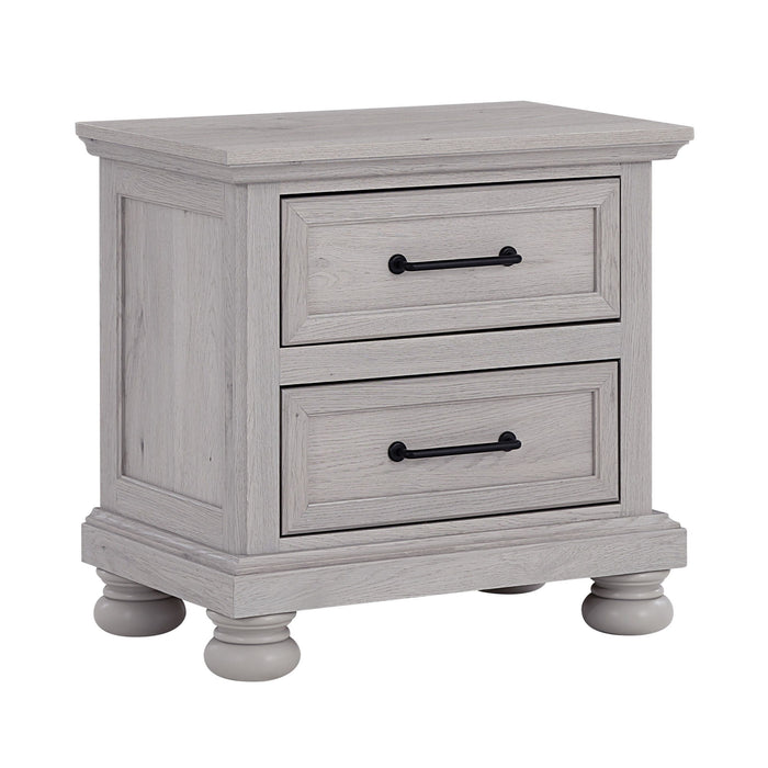 Larksmont - 2-Drawer Nightstand With USB-A/USB-C Port - Oyster Shell Gray