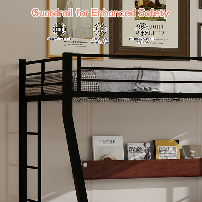 Bunk Bed For Kids, Convertible Frame With Ladders & Guardrail