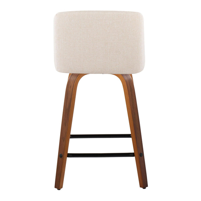 Toriano - Mid Century Modern Fixed Height Counter Stool With Swivel & Square Footrest (Set of 2)