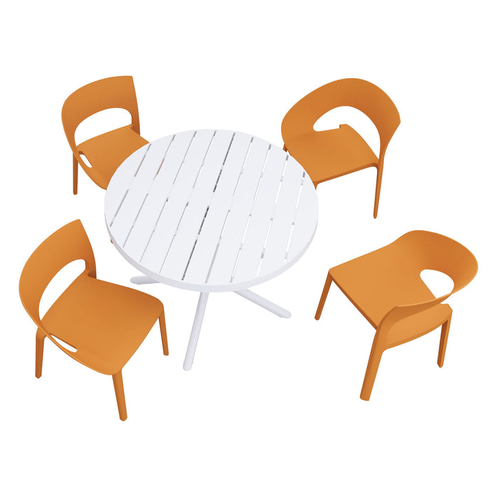 4 Piece Set Of Modern Designed Single Chairs With Round Table