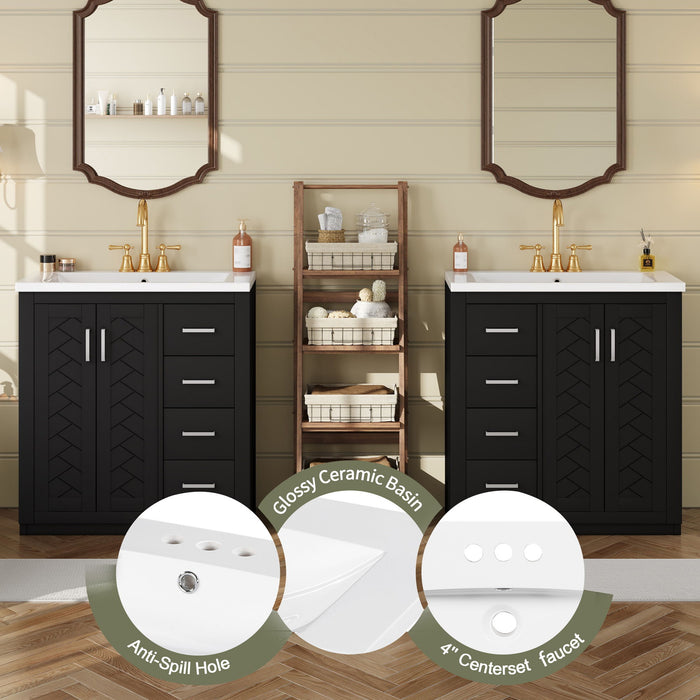 Bathroom Vanity Set With Sink, Storage Cabinet With Drawers & Soft Closing Doors