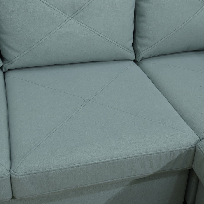 Modular L - Shaped Sectional Sofa 6 Seater 4 Piece, Couch With Chaise - Green
