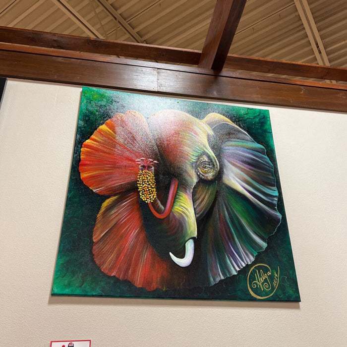 Elephant On Green Canvas (AKH)