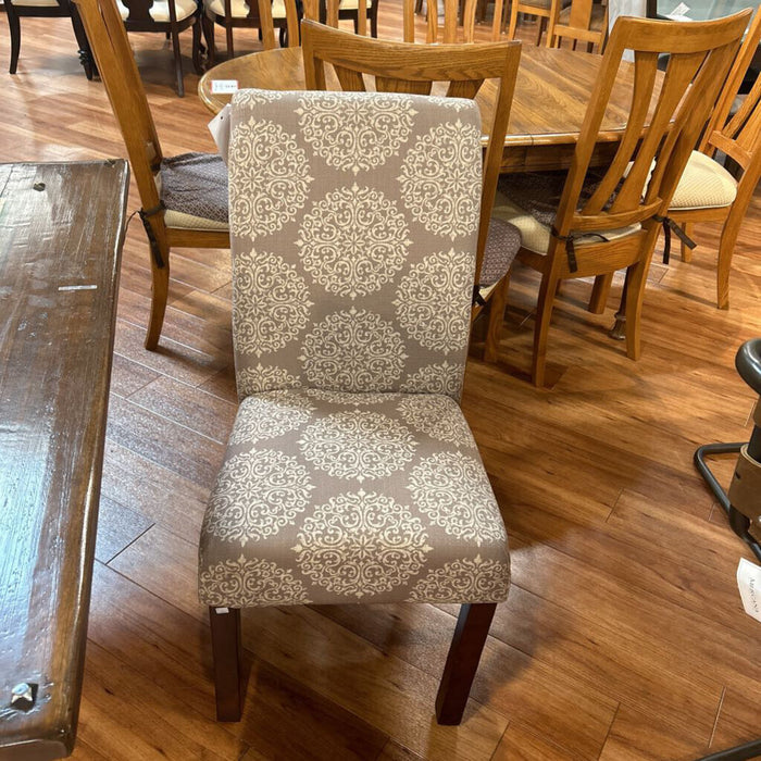 Tan Fabric Patterned Dining Chair
