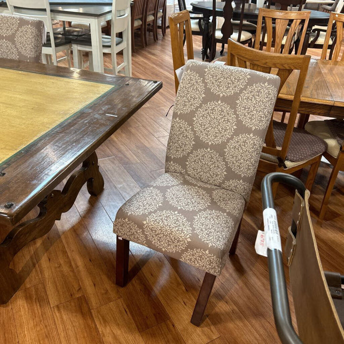 Tan Fabric Patterned Dining Chair