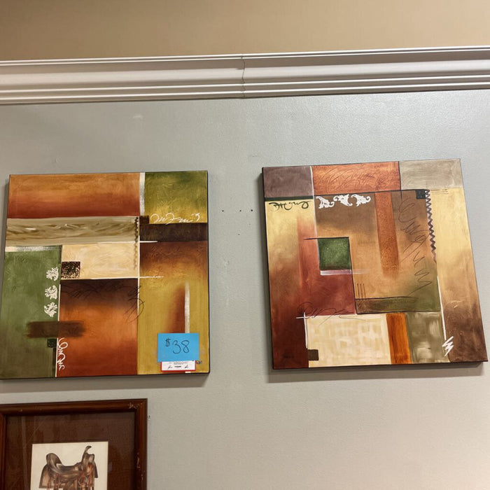 Brown and Green Abstract Canvas