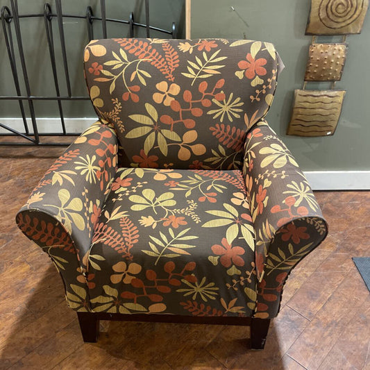 Brown Fabric Floral Chair