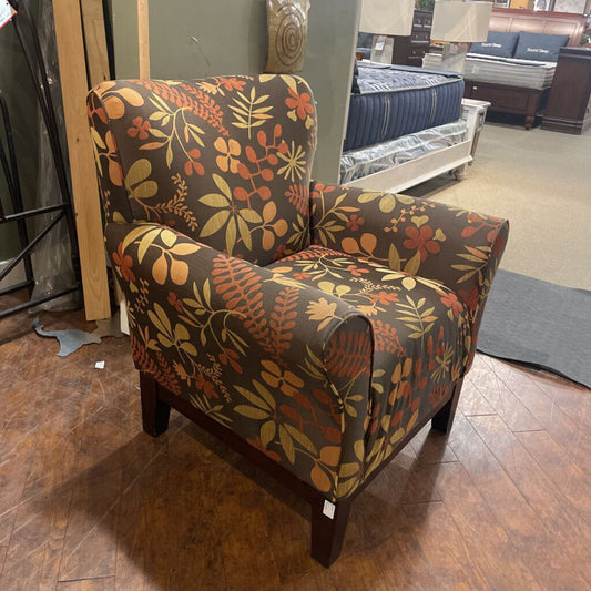 Brown Fabric Floral Chair