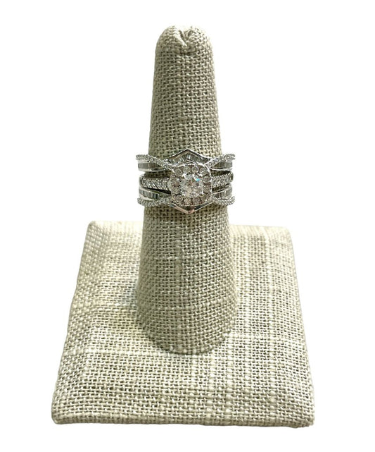 10/14kt Wg Rb Halo Wrap Ring