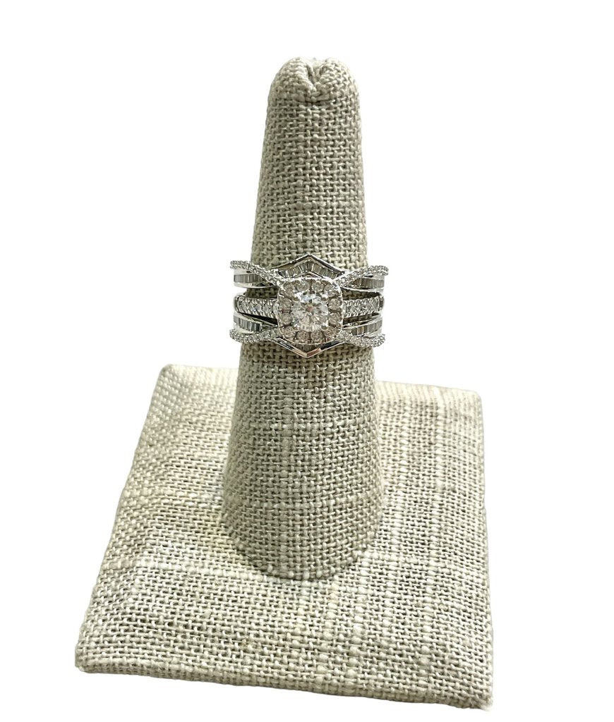 10/14kt Wg Rb Halo Wrap Ring