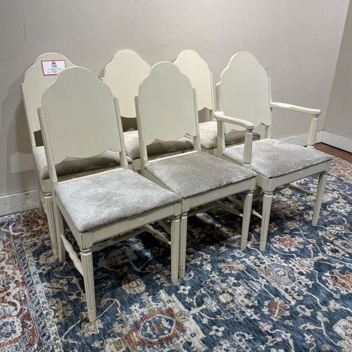 S/6 White Antique DR Chairs (BLH)