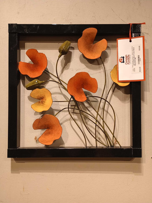 Black Frame Metal Floral Art