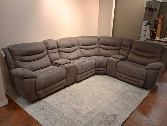 6pc Grey Electric Reclining Sectional