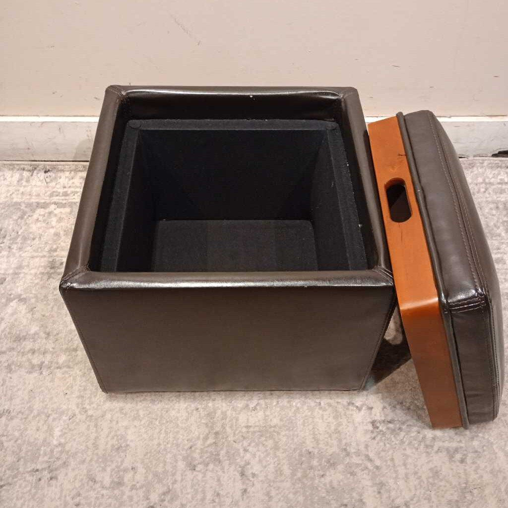 S/3 Black/Brown Cubed Ottoman With Top (SI)
