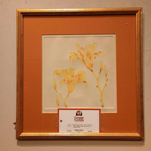 Gold Framed Artwork Of Flowers (S)