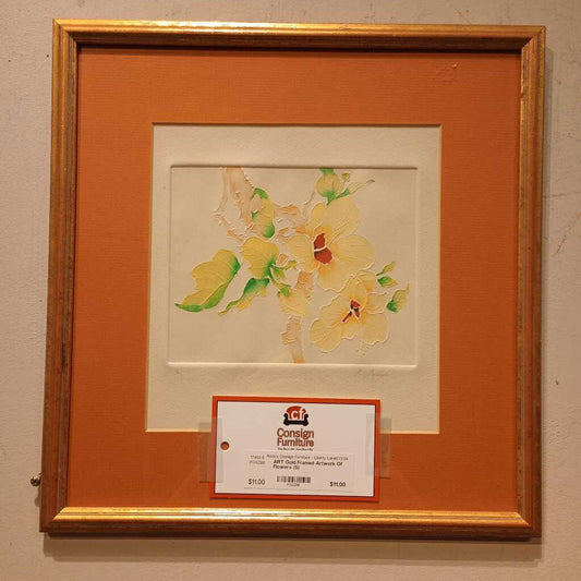 Gold Framed Artwork Of Flowers (S)