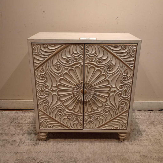 White Cabinet W/ Ornate Carving (AKH)