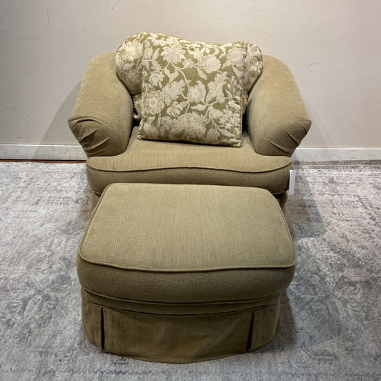 Olive Fabric Chair + Ottoman (BLH)