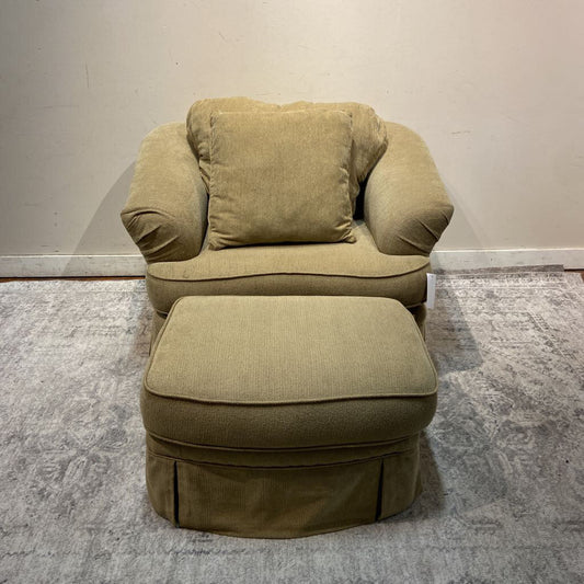 Olive Fabric Chair + Ottoman (BLH)