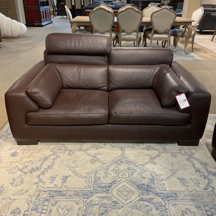 Brown Modern Leather Loveseat (IHH)