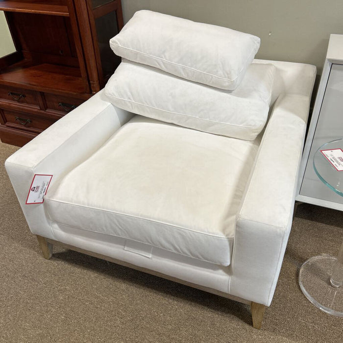 White Fabric Accent Chair + Wood Trim (BBKH)